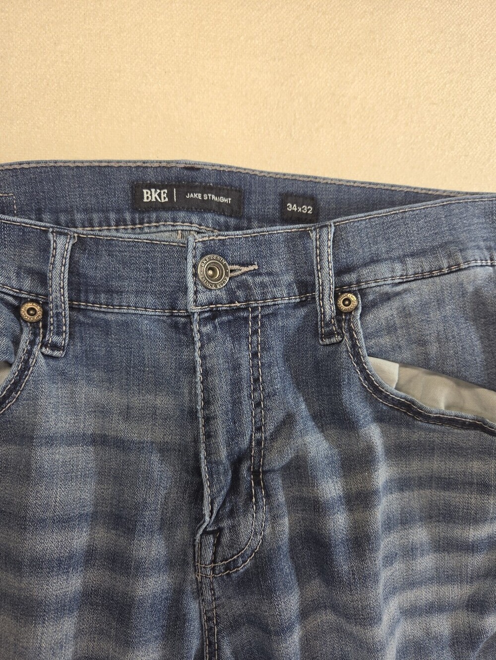 BKE Jake Straight Jeans Mens 34x32 Blue Wash Stretch Denim - Picture 5 of 8